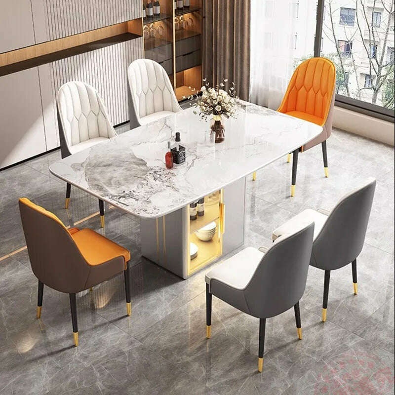 KIMLUD, Luxury Extendable Dining Table Nordic Modern Living Room Dining Table Minimalist Design Mesa De Comedor Kitchen Furniture, KIMLUD Womens Clothes