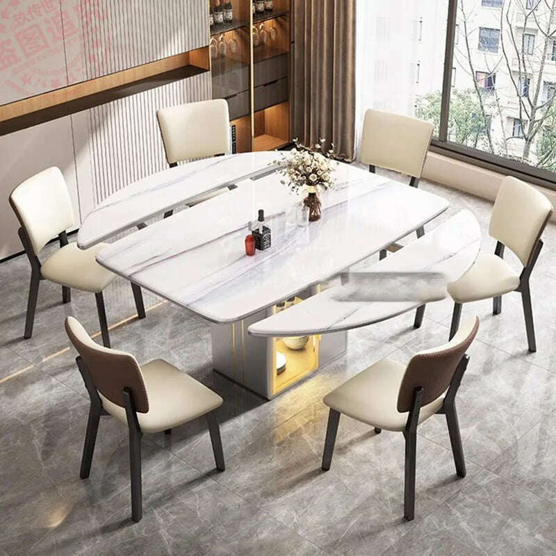 KIMLUD, Luxury Extendable Dining Table Nordic Modern Living Room Dining Table Minimalist Design Mesa De Comedor Kitchen Furniture, KIMLUD Womens Clothes