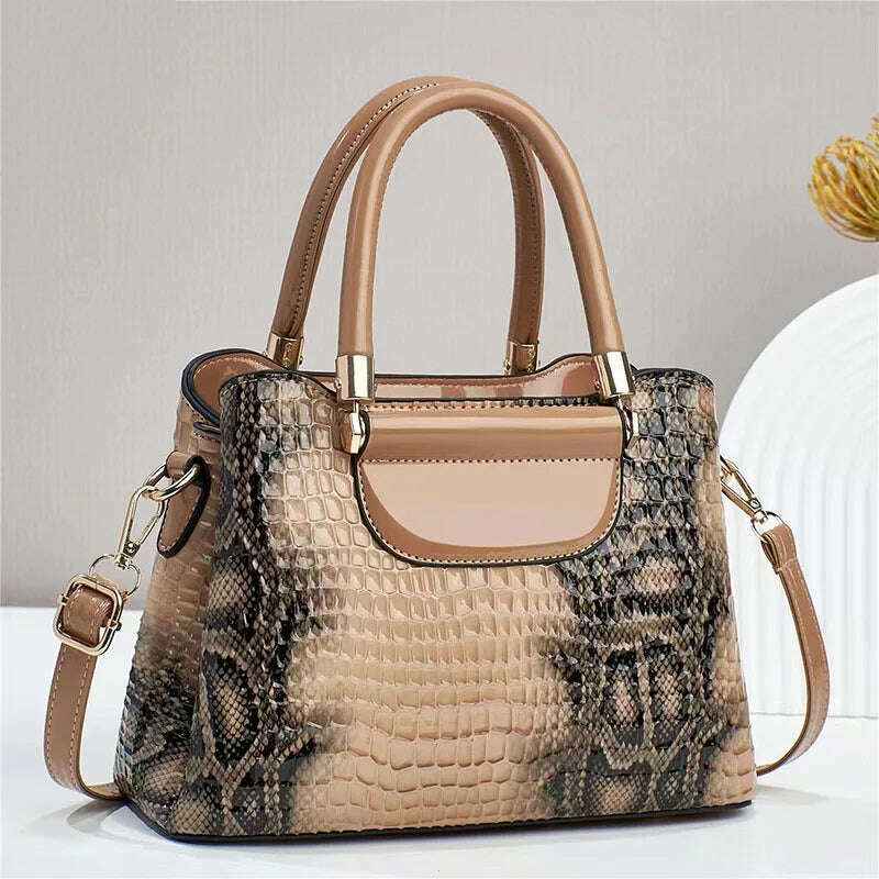 KIMLUD, Luxury Fashion Commuting Single-Shoulder Crossbody Bag Crocodile Pattern Leather Women's Handbags Retro Casual Storage Satchel, KIMLUD Women's Clothes