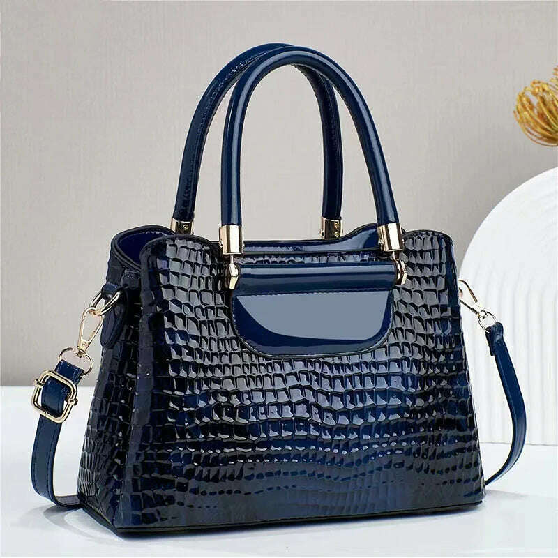 KIMLUD, Luxury Fashion Commuting Single-Shoulder Crossbody Bag Crocodile Pattern Leather Women's Handbags Retro Casual Storage Satchel, KIMLUD Womens Clothes