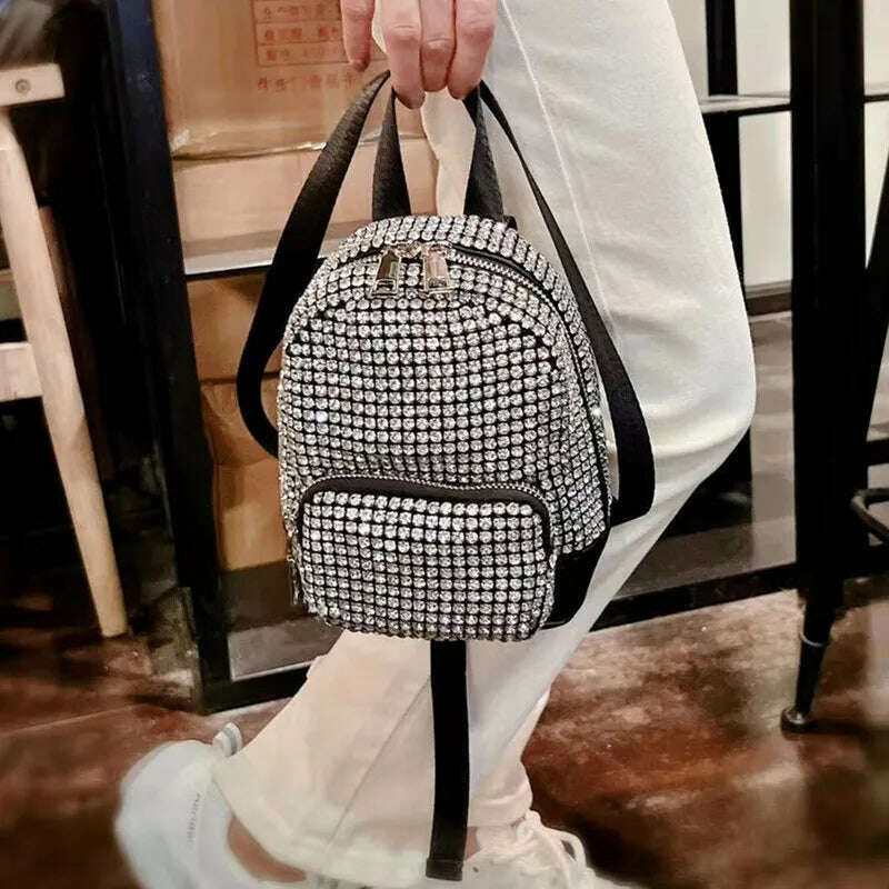KIMLUD, Luxury Fashion Diamonds Women&#39;s Bags Small Shoulder Bag Mobile Phone Bag Rhinestone Female Handbags 2023 New Crossbody Bag, Black, KIMLUD APPAREL - Womens Clothes
