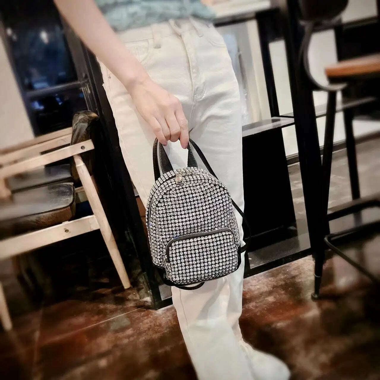KIMLUD, Luxury Fashion Diamonds Women&#39;s Bags Small Shoulder Bag Mobile Phone Bag Rhinestone Female Handbags 2023 New Crossbody Bag, KIMLUD Womens Clothes