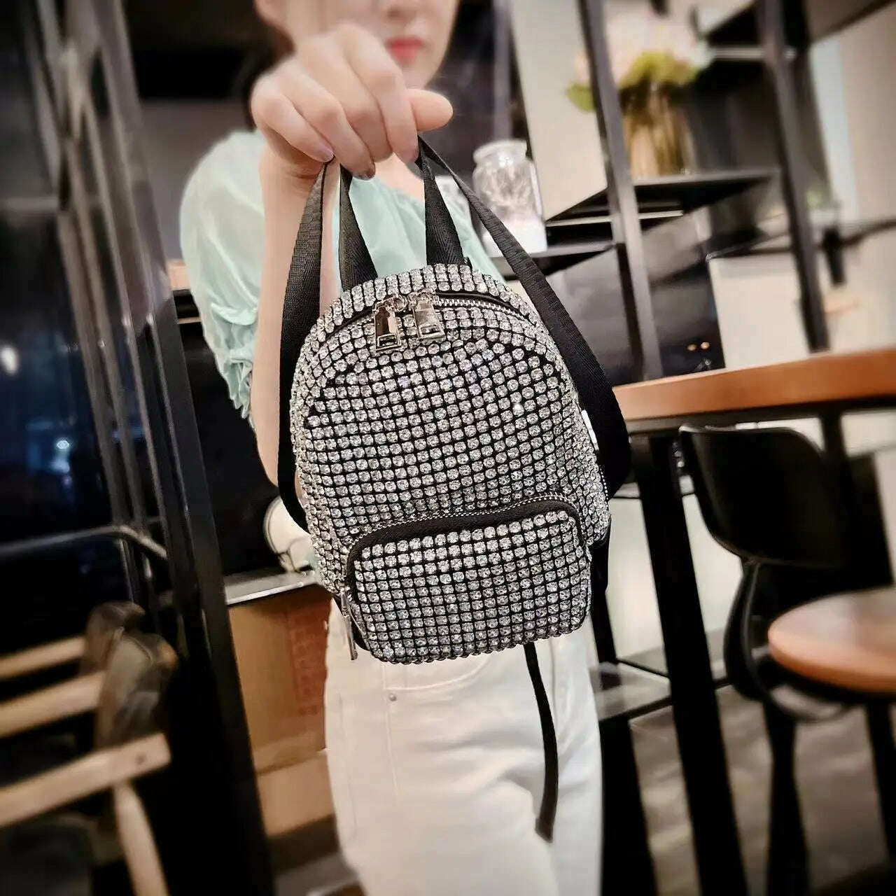 KIMLUD, Luxury Fashion Diamonds Women&#39;s Bags Small Shoulder Bag Mobile Phone Bag Rhinestone Female Handbags 2023 New Crossbody Bag, KIMLUD Womens Clothes