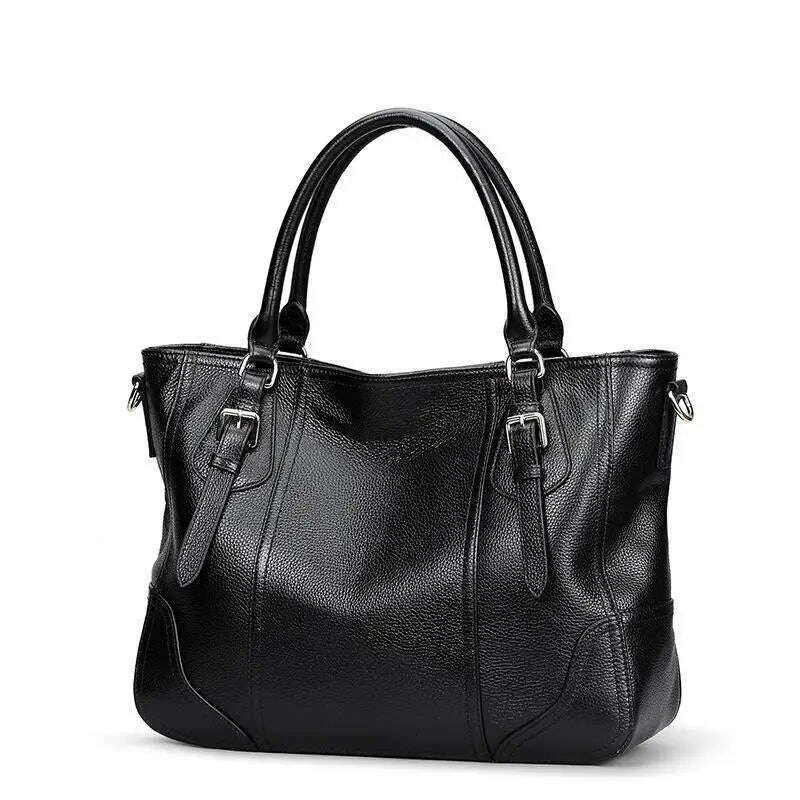 KIMLUD, Luxury Genuine Leather Women Bag Large Lady Leather Handbag Brand Designer Female Totes Bag Cow Leather Women Shoulder Bag, black / CHINA, KIMLUD Womens Clothes