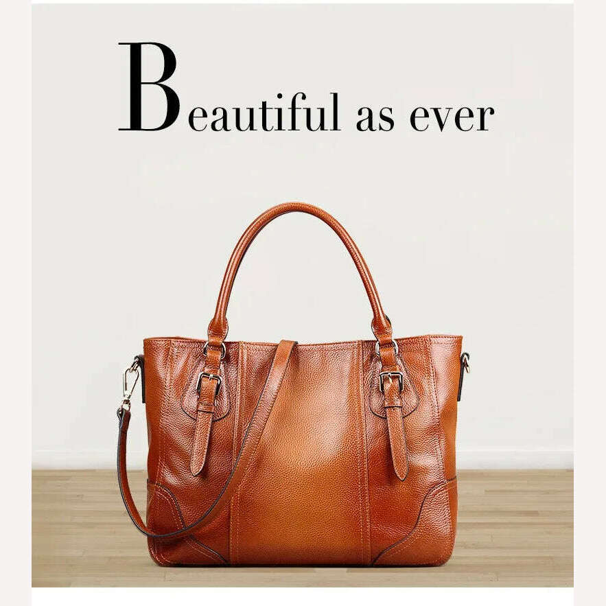 KIMLUD, Luxury Genuine Leather Women Bag Large Lady Leather Handbag Brand Designer Female Totes Bag Cow Leather Women Shoulder Bag, KIMLUD Womens Clothes