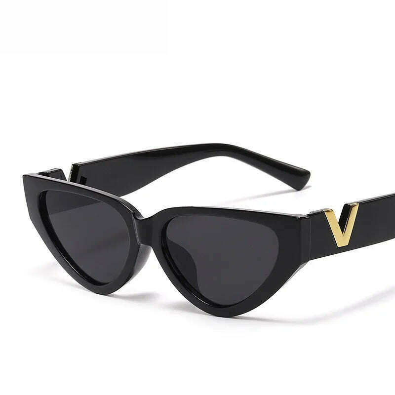 KIMLUD, Luxury Glamour Women Brand Sunglasses Fashion V Designer Glasses Cat Eye Stylish Runway Ladies Eyewear UV400, KIMLUD Womens Clothes