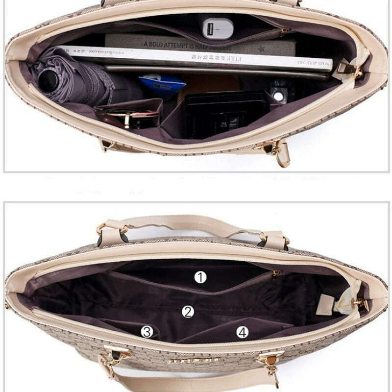 KIMLUD, Luxury Handbags Women Bags Designer High Quality Leather Bags Pattern Women's Handbag Shoulder Bag and Crossbody Bag 6 Piece Set, KIMLUD Womens Clothes