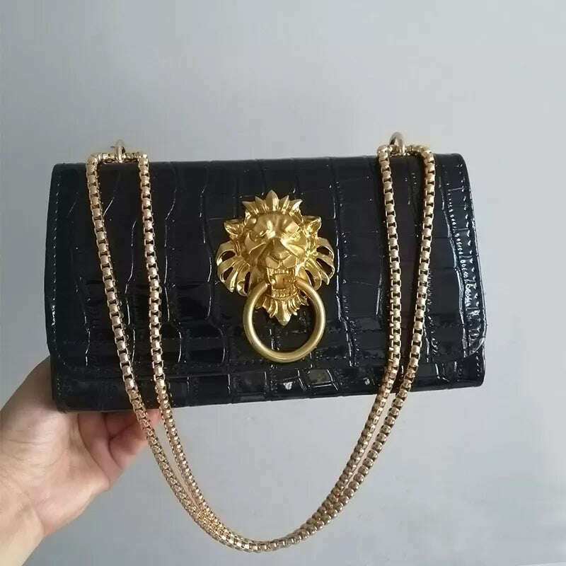 KIMLUD, Luxury Handbags Women Bags New Design European Brand Crocodile Chain Shoulder Crossbody Bags For Women Day Clutch Bolsa Feminina, black, KIMLUD APPAREL - Womens Clothes