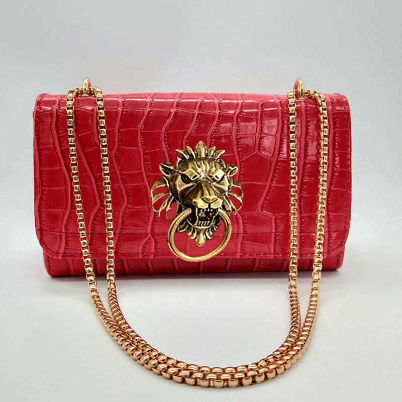 KIMLUD, Luxury Handbags Women Bags New Design European Brand Crocodile Chain Shoulder Crossbody Bags For Women Day Clutch Bolsa Feminina, red, KIMLUD APPAREL - Womens Clothes