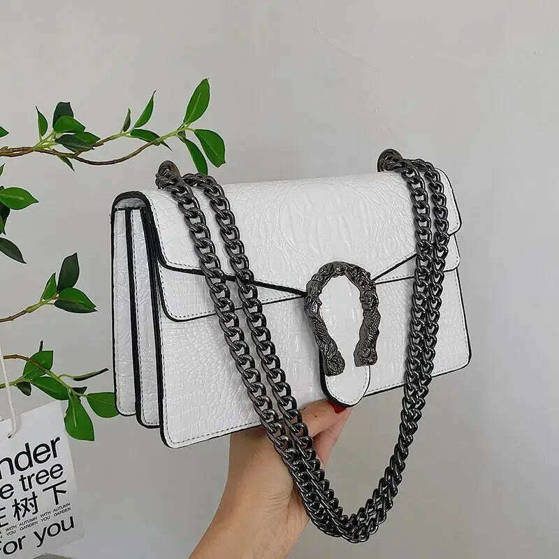 KIMLUD, Luxury Handbags Women Bags New Design European Brand Crocodile Chain Shoulder Crossbody Bags For Women Day Clutch Bolsa Feminina, white 1, KIMLUD Women's Clothes