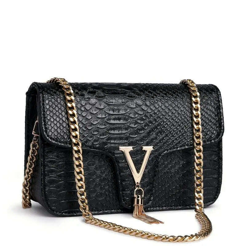 KIMLUD, Luxury Handbags Women's Bags Brand Fashion V Chain Shoulder Crossbody Bags For Women Sac A Main Femme De Marque Luxe Cuir 2023, black, KIMLUD Womens Clothes