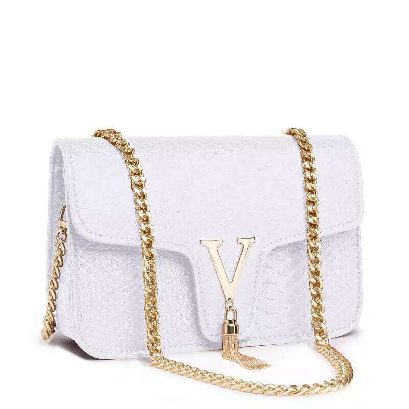 KIMLUD, Luxury Handbags Women's Bags Brand Fashion V Chain Shoulder Crossbody Bags For Women Sac A Main Femme De Marque Luxe Cuir 2023, white, KIMLUD Womens Clothes