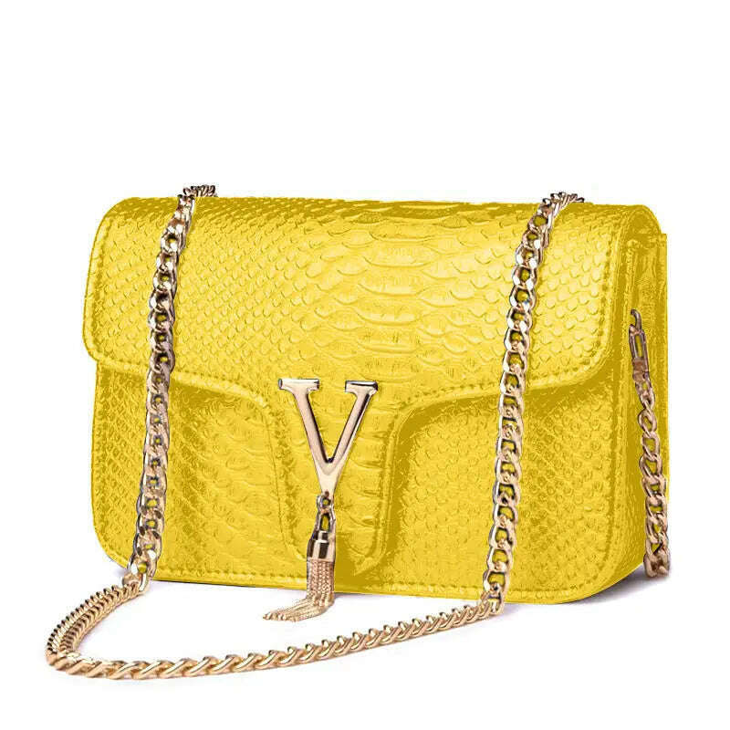 KIMLUD, Luxury Handbags Women's Bags Brand Fashion V Chain Shoulder Crossbody Bags For Women Sac A Main Femme De Marque Luxe Cuir 2023, Yellow, KIMLUD Womens Clothes