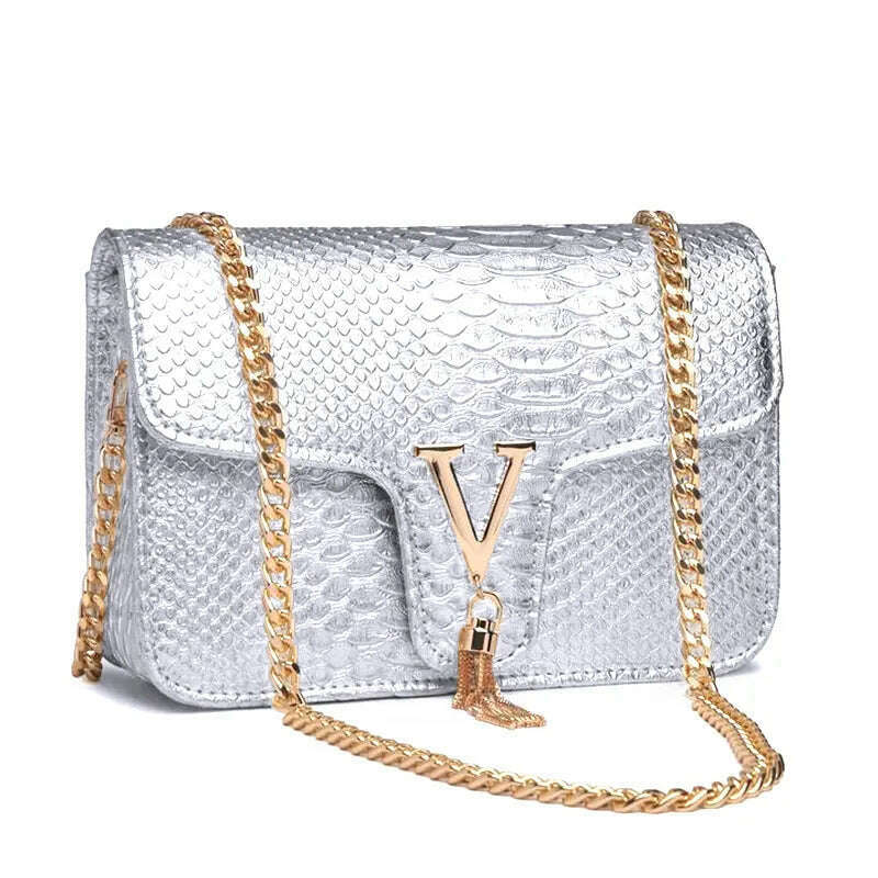 KIMLUD, Luxury Handbags Women's Bags Brand Fashion V Chain Shoulder Crossbody Bags For Women Sac A Main Femme De Marque Luxe Cuir 2023, silver, KIMLUD Womens Clothes