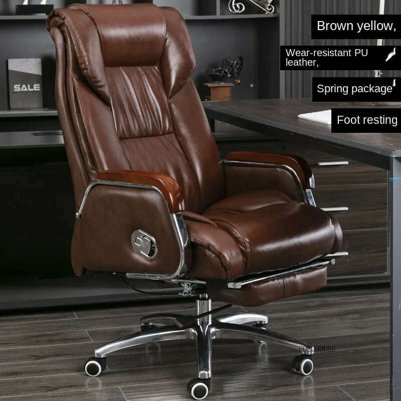 Luxury High Back Office Chairs with Massage Comfortable Ergonomic Recliner Home Office Boss Chairs High-end Lifting Swivel Chair - KIMLUD