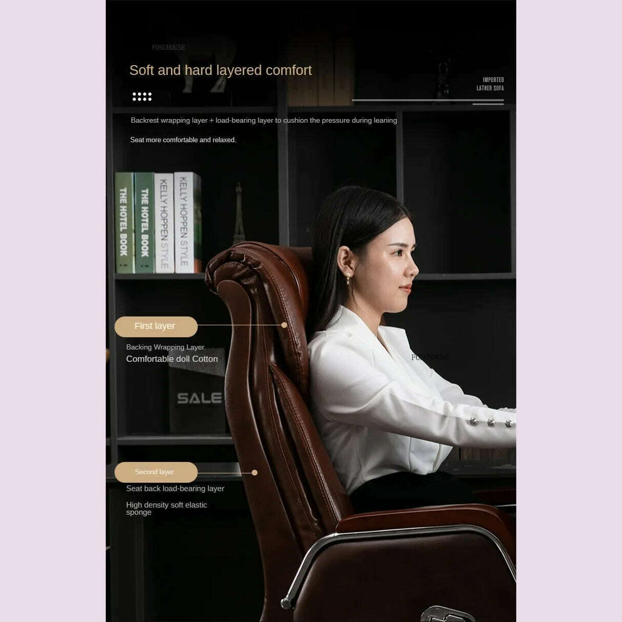 Luxury High Back Office Chairs with Massage Comfortable Ergonomic Recliner Home Office Boss Chairs High-end Lifting Swivel Chair - KIMLUD