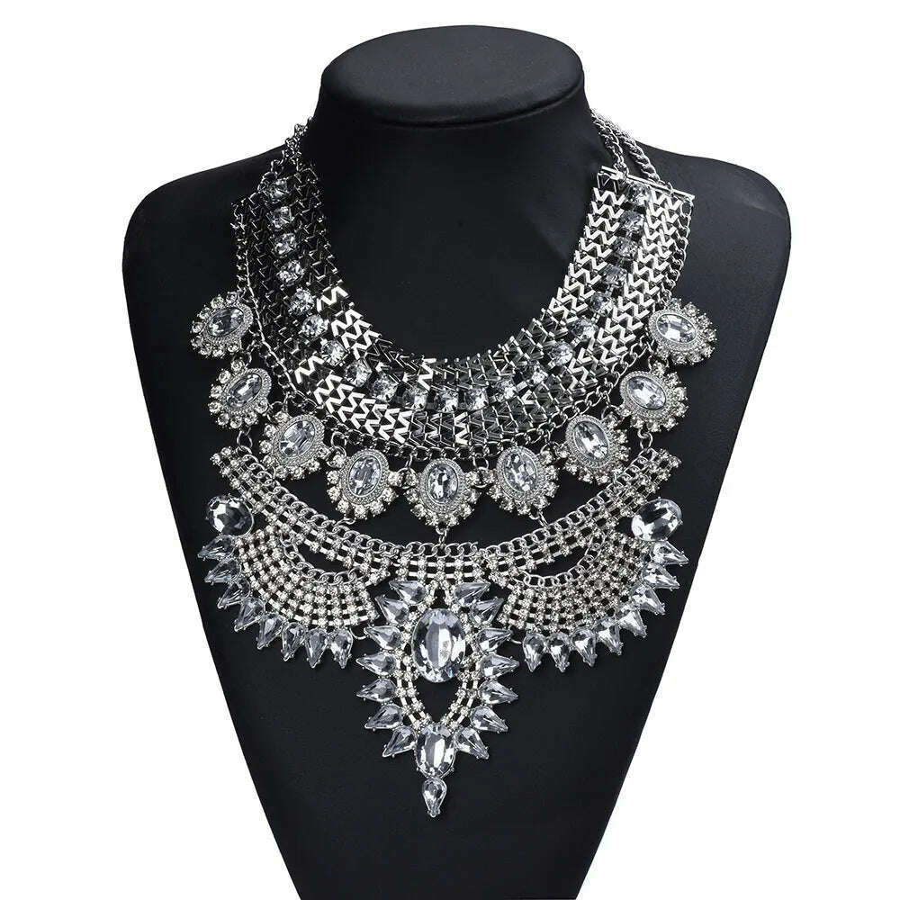 Luxury Maxi Metal Necklaces Vintage Crystal Choker Party Statement Female Punk Necklace Fashion Wholesale Women Jewelry - KIMLUD