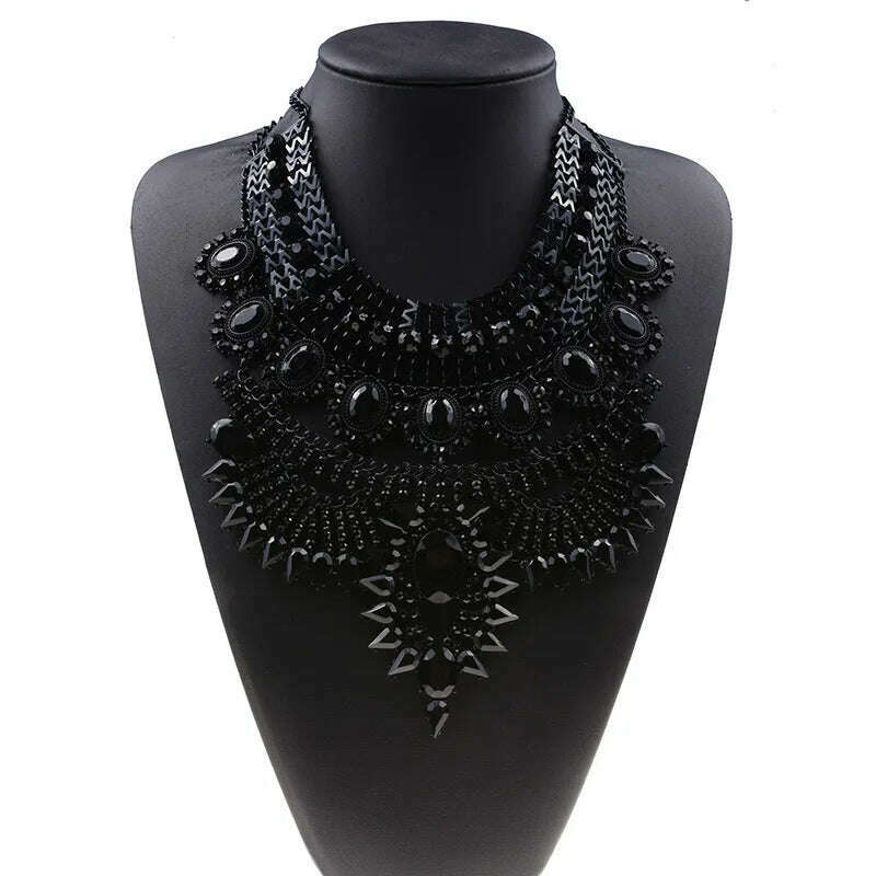 Luxury Maxi Metal Necklaces Vintage Crystal Choker Party Statement Female Punk Necklace Fashion Wholesale Women Jewelry - KIMLUD