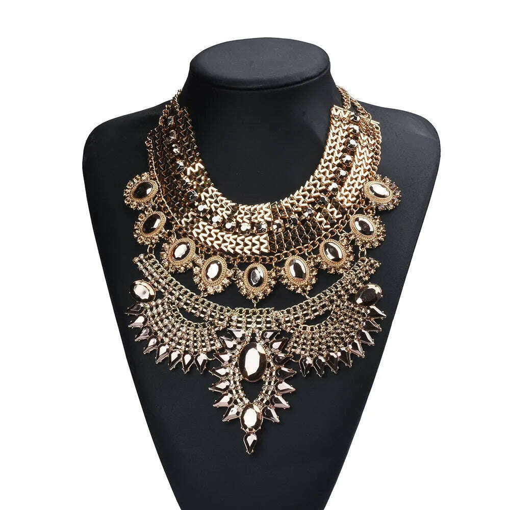 Luxury Maxi Metal Necklaces Vintage Crystal Choker Party Statement Female Punk Necklace Fashion Wholesale Women Jewelry - KIMLUD