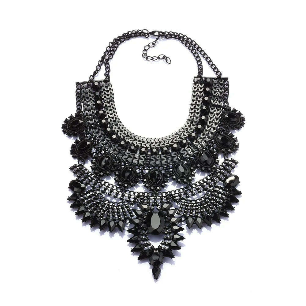Luxury Maxi Metal Necklaces Vintage Crystal Choker Party Statement Female Punk Necklace Fashion Wholesale Women Jewelry - KIMLUD