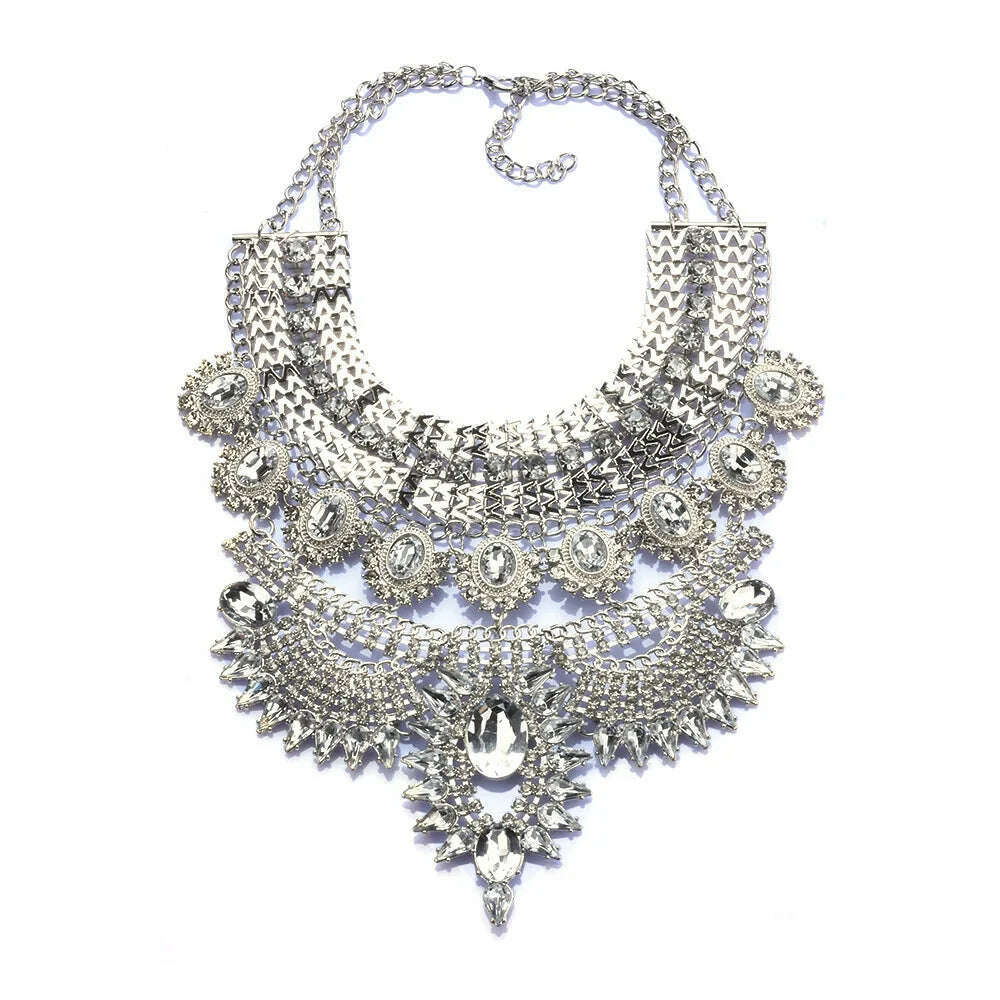 Luxury Maxi Metal Necklaces Vintage Crystal Choker Party Statement Female Punk Necklace Fashion Wholesale Women Jewelry - KIMLUD