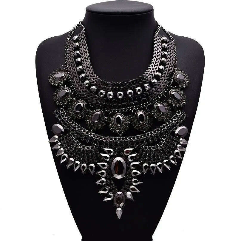 Luxury Maxi Metal Necklaces Vintage Crystal Choker Party Statement Female Punk Necklace Fashion Wholesale Women Jewelry - KIMLUD