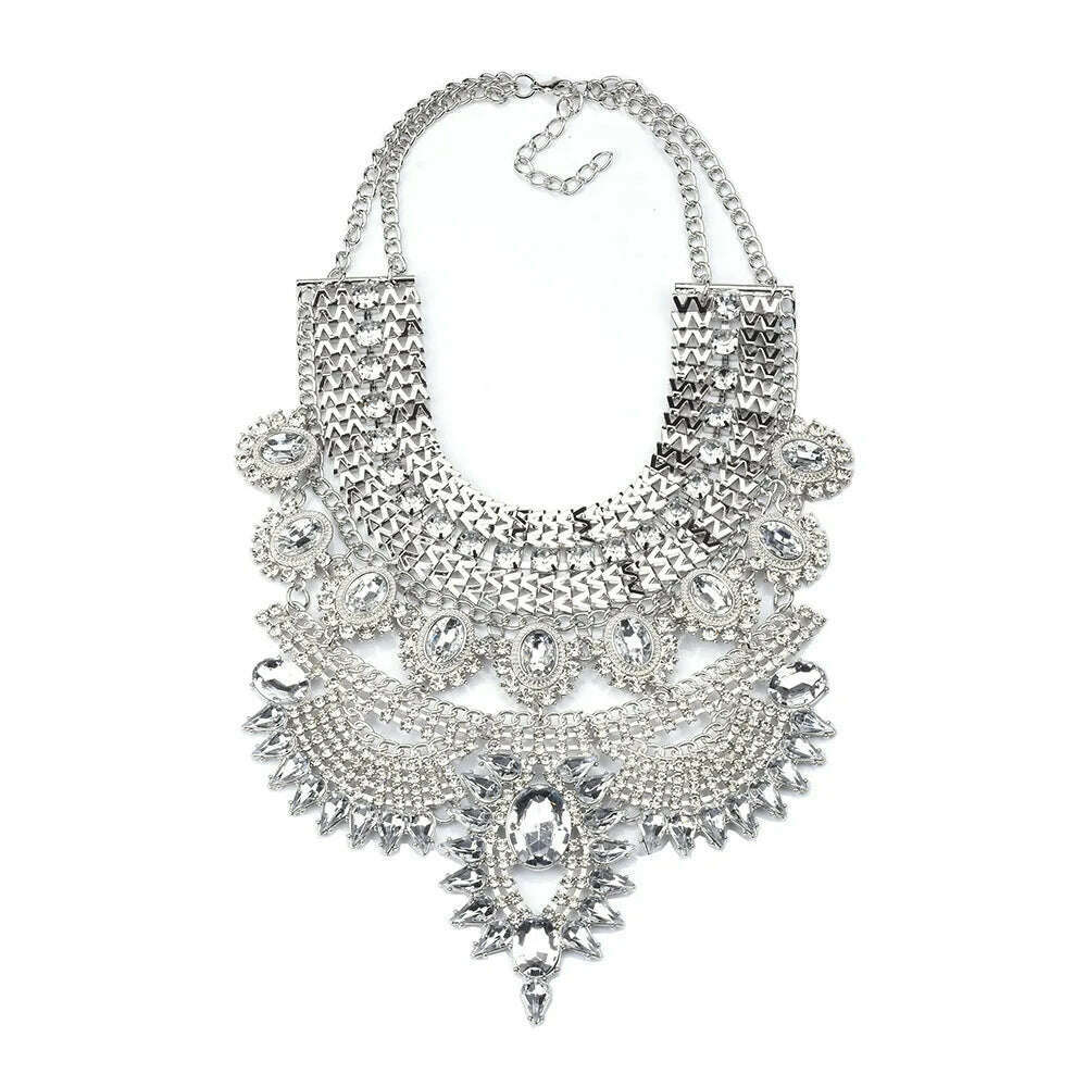 Luxury Maxi Metal Necklaces Vintage Crystal Choker Party Statement Female Punk Necklace Fashion Wholesale Women Jewelry - KIMLUD