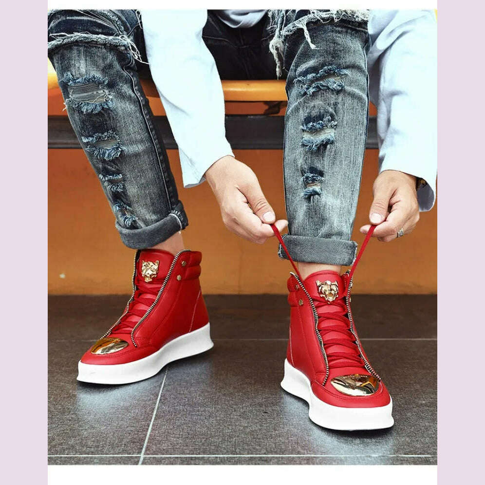 KIMLUD, Luxury Mens Sneaker Fashion High Top Casual Boot Hip Hop Streetwear Skateboard Shoes for Men Leather Ankle Boots Tenis Masculino, KIMLUD Womens Clothes