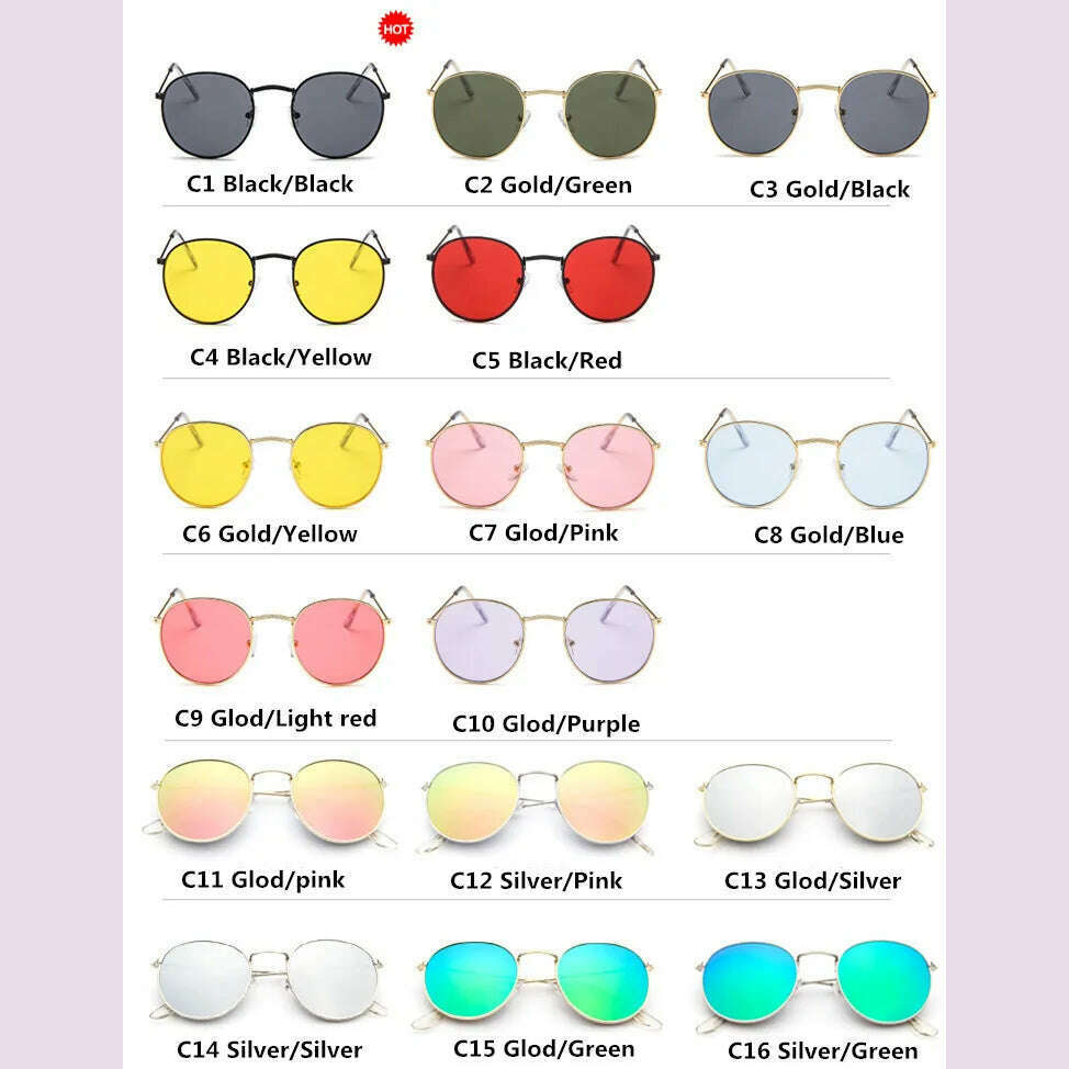Luxury Mirror Sunglasses Women/Men Brand Designer Lady Classic Round Sun Glasses UV400 Outdoor Oculos De Sol Gafas - KIMLUD
