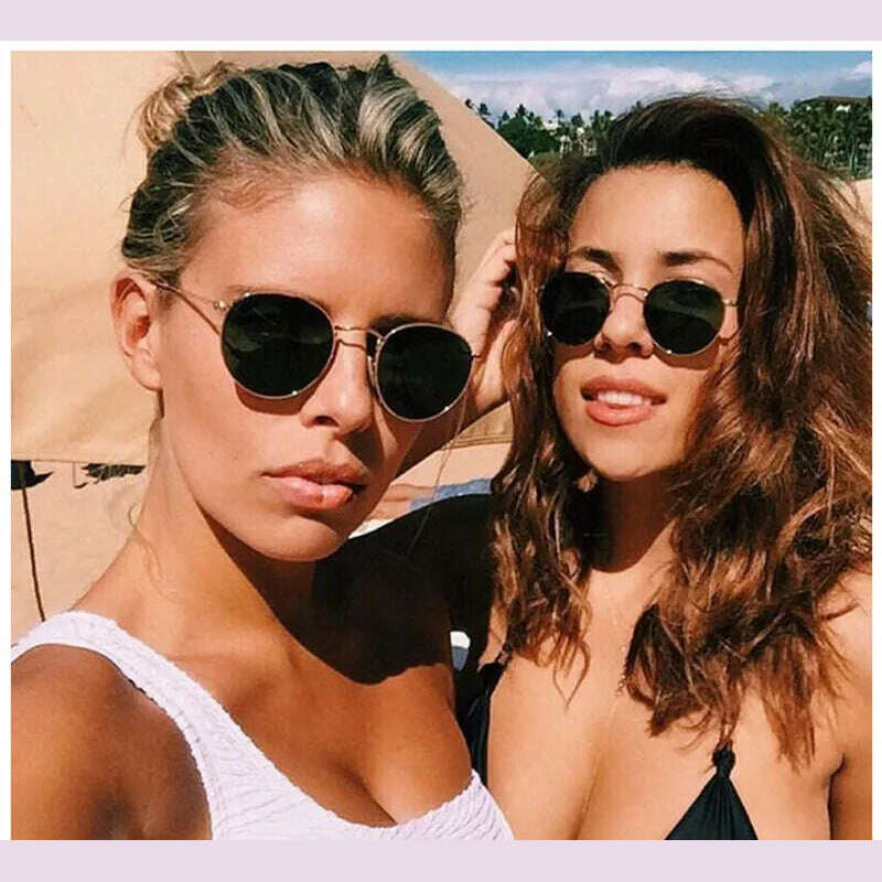 Luxury Mirror Sunglasses Women/Men Brand Designer Lady Classic Round Sun Glasses UV400 Outdoor Oculos De Sol Gafas - KIMLUD