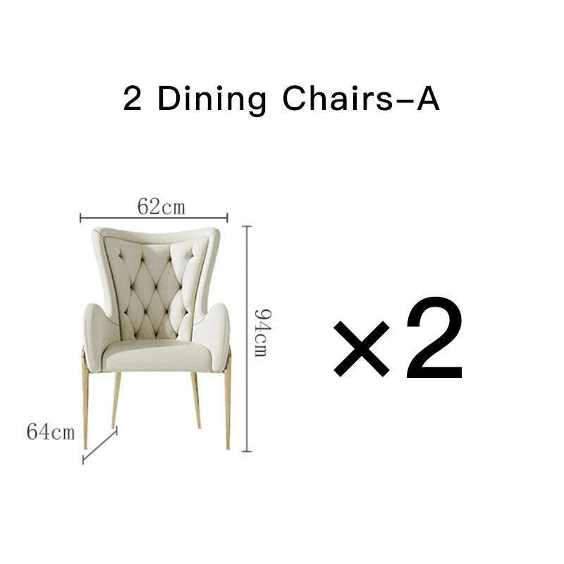 KIMLUD, Luxury Modern Dining Table Chair Marble Desk Mobile Kitchen Tables Console Dining Table Mobile Table A Manger Home Furnitures, 2 Chairs a, KIMLUD APPAREL - Womens Clothes