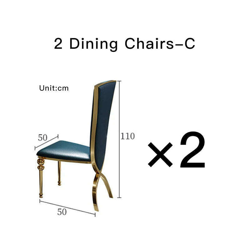 KIMLUD, Luxury Modern Dining Table Chair Marble Desk Mobile Kitchen Tables Console Dining Table Mobile Table A Manger Home Furnitures, 2 Chairs c, KIMLUD APPAREL - Womens Clothes