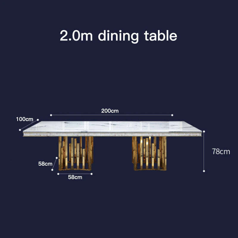 KIMLUD, Luxury Modern Dining Table Chair Marble Desk Mobile Kitchen Tables Console Dining Table Mobile Table A Manger Home Furnitures, 2m Table, KIMLUD APPAREL - Womens Clothes