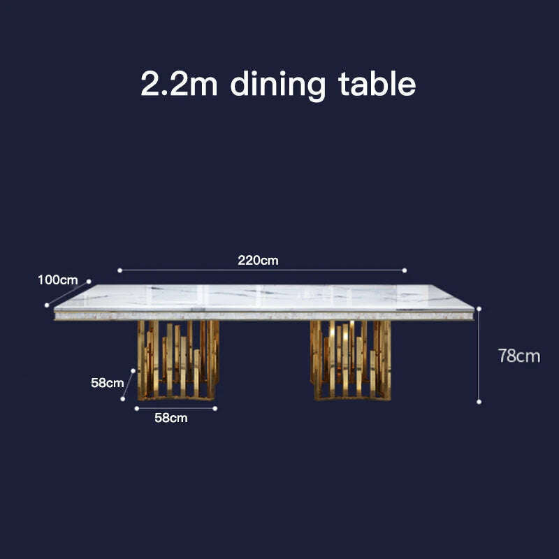 KIMLUD, Luxury Modern Dining Table Chair Marble Desk Mobile Kitchen Tables Console Dining Table Mobile Table A Manger Home Furnitures, 2.2m Table, KIMLUD APPAREL - Womens Clothes