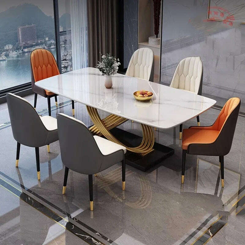 KIMLUD, Luxury Modern Table Dinning Kitchen Balcony Dinner Marble Table Coffee Dressing Hotel Muebles Dining Room Table And Chairs Set, KIMLUD Women's Clothes