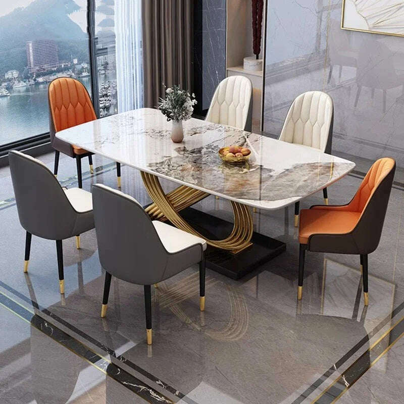 KIMLUD, Luxury Modern Table Dinning Kitchen Balcony Dinner Marble Table Coffee Dressing Hotel Muebles Dining Room Table And Chairs Set, KIMLUD Womens Clothes