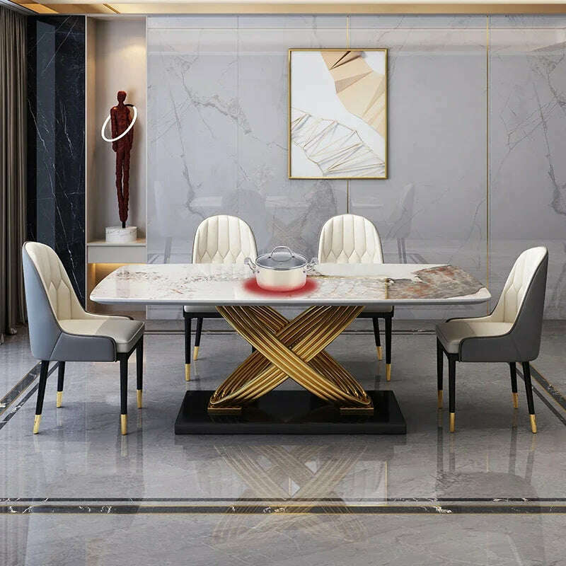 KIMLUD, Luxury Modern Table Dinning Kitchen Balcony Dinner Marble Table Coffee Dressing Hotel Muebles Dining Room Table And Chairs Set, KIMLUD Women's Clothes