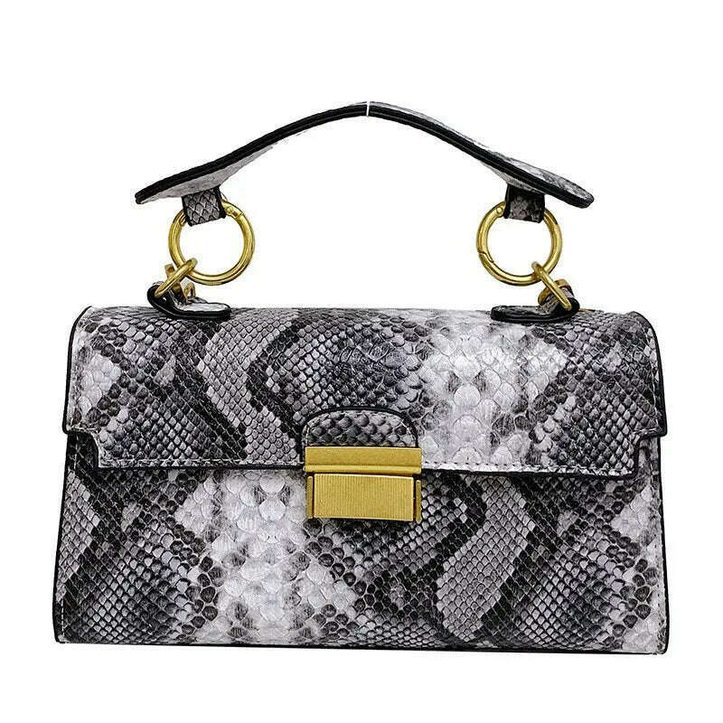 KIMLUD, Luxury Shoulder Bags for Women 2023 New Designer Handbag Fashion Snakeskin Leather Crossbody Bags Fashion Travel Messenger Bags, KIMLUD Women's Clothes