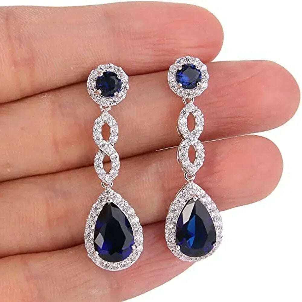 KIMLUD, Luxury Square Purple Cubic Zirconia Crystal Earrings  for Women New FashionExquisite Fashion Gold Color Dangle  Wedding Jewelry, E1953, KIMLUD Womens Clothes