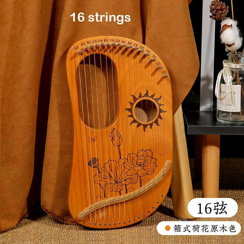 Lyre Harp 10/16/19/21/24 Strings Piano Harp Lyre Harp Mahogany Stringed Musical Instrument With Tuning Wrench Spare Strings - KIMLUD