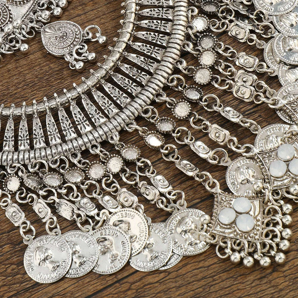 LZHLQ Women Necklace Vintage Statement Necklaces Pendants Bohemia Tassels Jewelry Accessories - KIMLUD