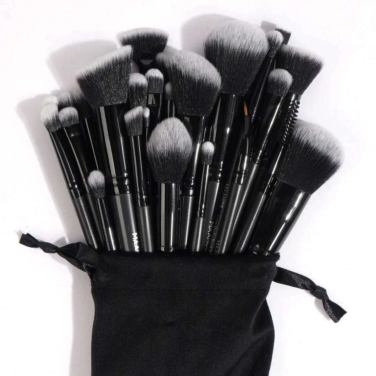 KIMLUD, MAANGE 30pcs Professional Makeup Brush Set Foundation Concealers Eye Shadows Powder Blush Blending Brushes Beauty Tools with Bag, Black Black, KIMLUD Women's Clothes
