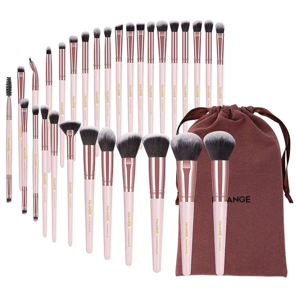 KIMLUD, MAANGE 30pcs Professional Makeup Brush Set Foundation Concealers Eye Shadows Powder Blush Blending Brushes Beauty Tools with Bag, KIMLUD Womens Clothes