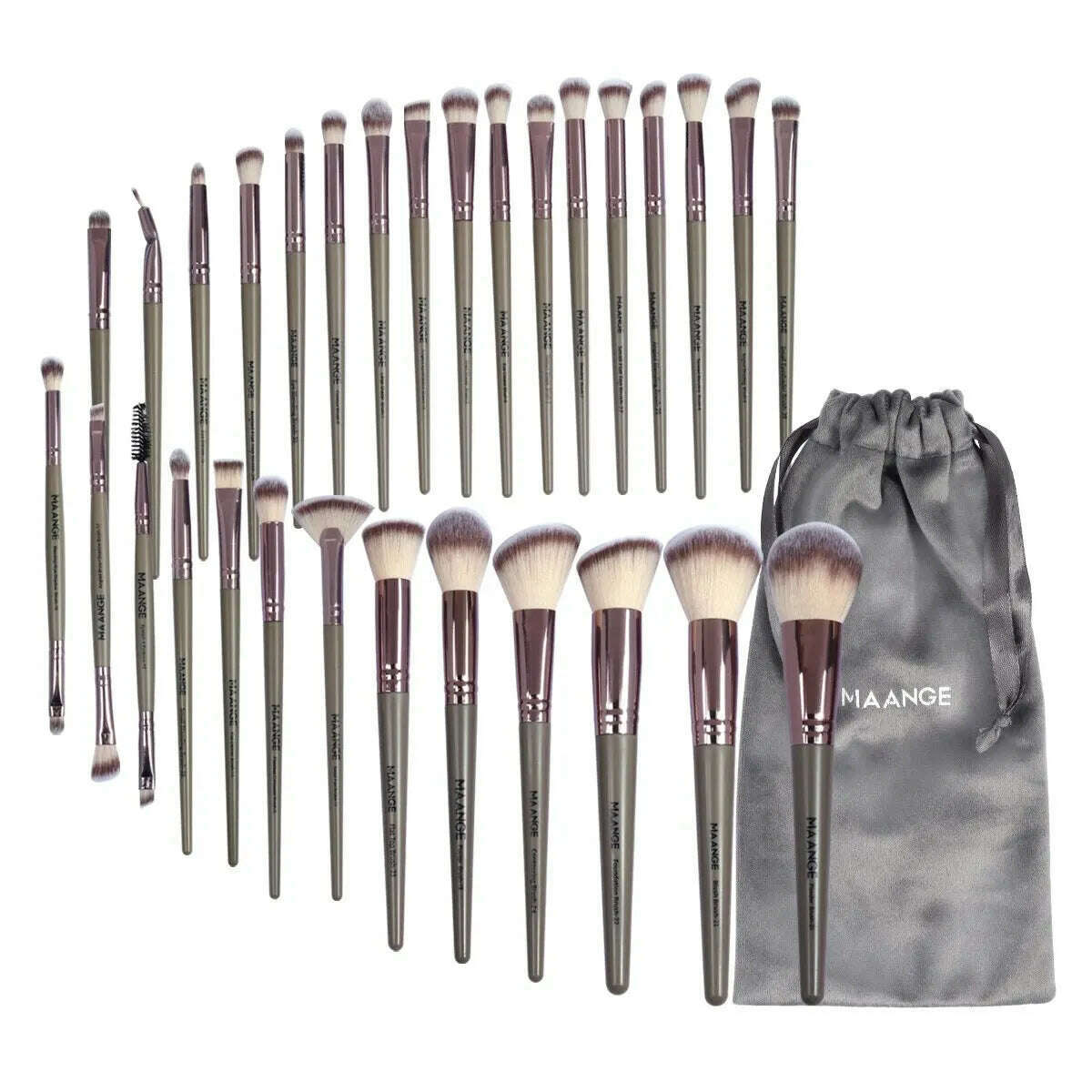 KIMLUD, MAANGE 30pcs Professional Makeup Brush Set Foundation Concealers Eye Shadows Powder Blush Blending Brushes Beauty Tools with Bag, Champagne Gold, KIMLUD Women's Clothes
