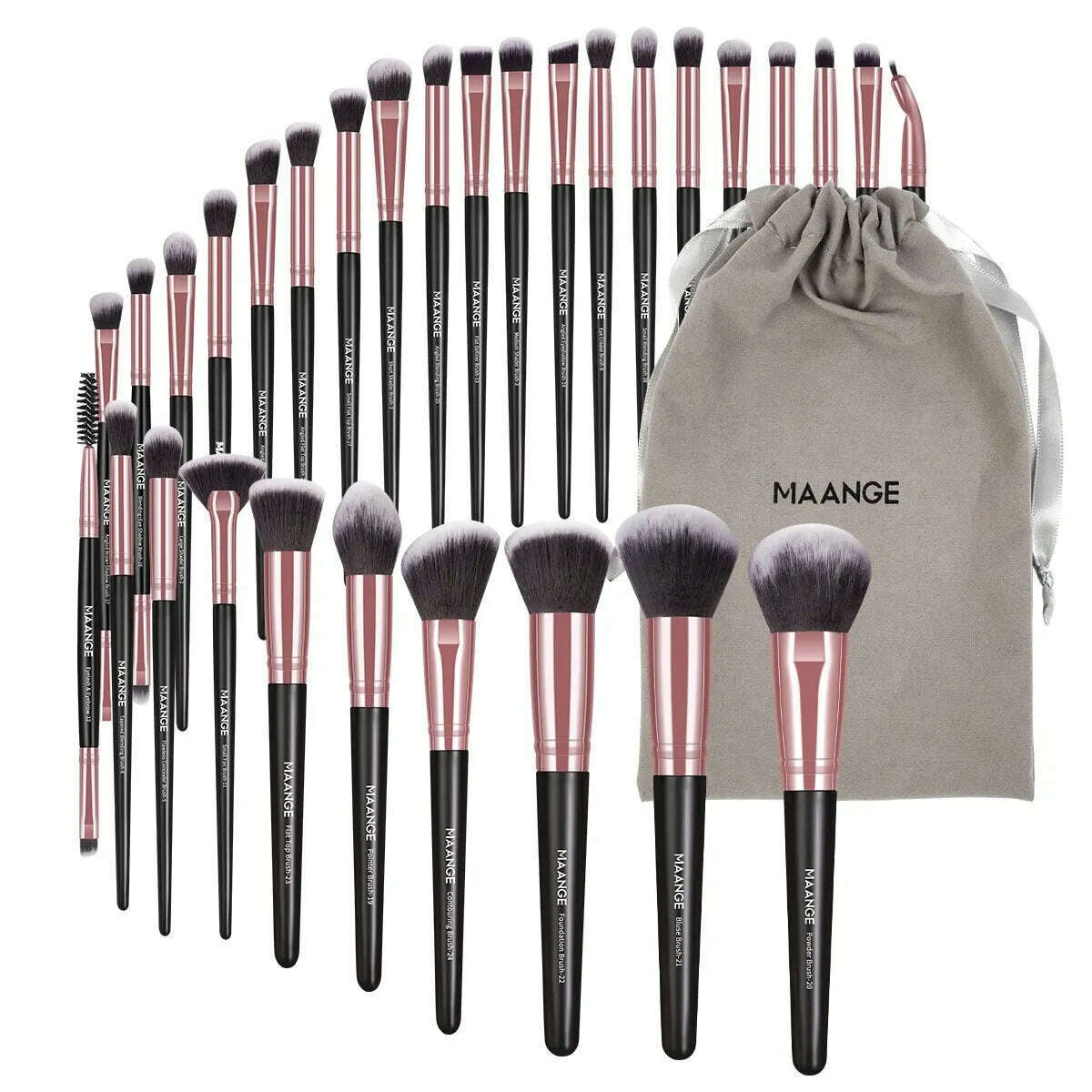 KIMLUD, MAANGE 30pcs Professional Makeup Brush Set Foundation Concealers Eye Shadows Powder Blush Blending Brushes Beauty Tools with Bag, KIMLUD Womens Clothes