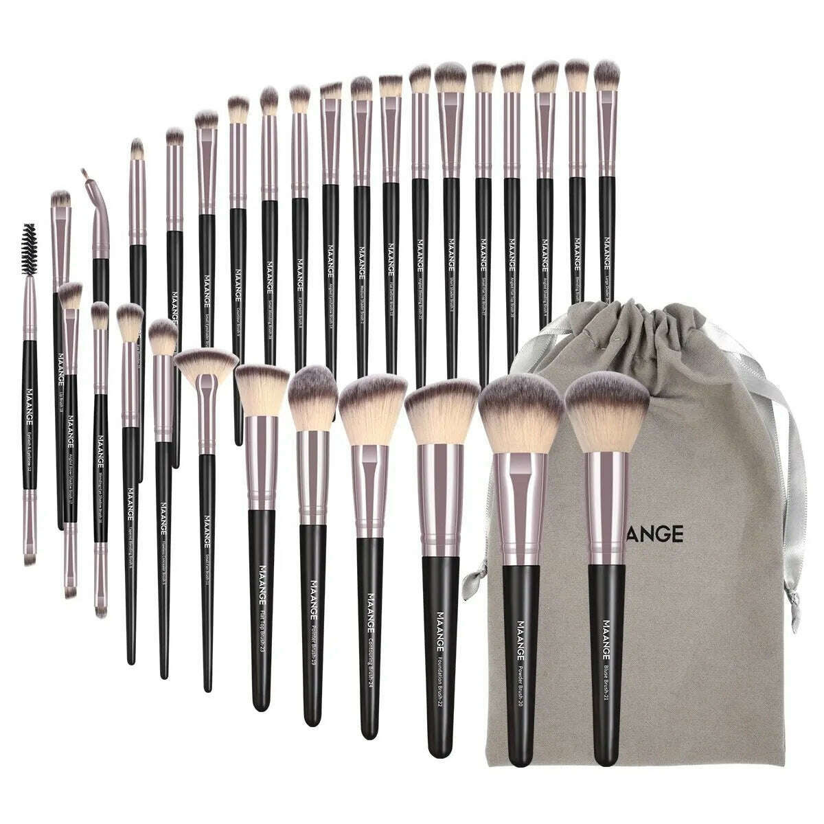 KIMLUD, MAANGE 30pcs Professional Makeup Brush Set Foundation Concealers Eye Shadows Powder Blush Blending Brushes Beauty Tools with Bag, KIMLUD Womens Clothes