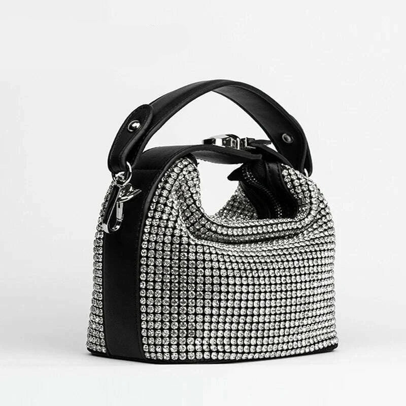 KIMLUD, MABULA 2022 Fashion Bling Rhinestone Handbags For Women High Quality Crystal Small Totes Lady Mech Evening Clutch Shoulder Bags, KIMLUD Womens Clothes