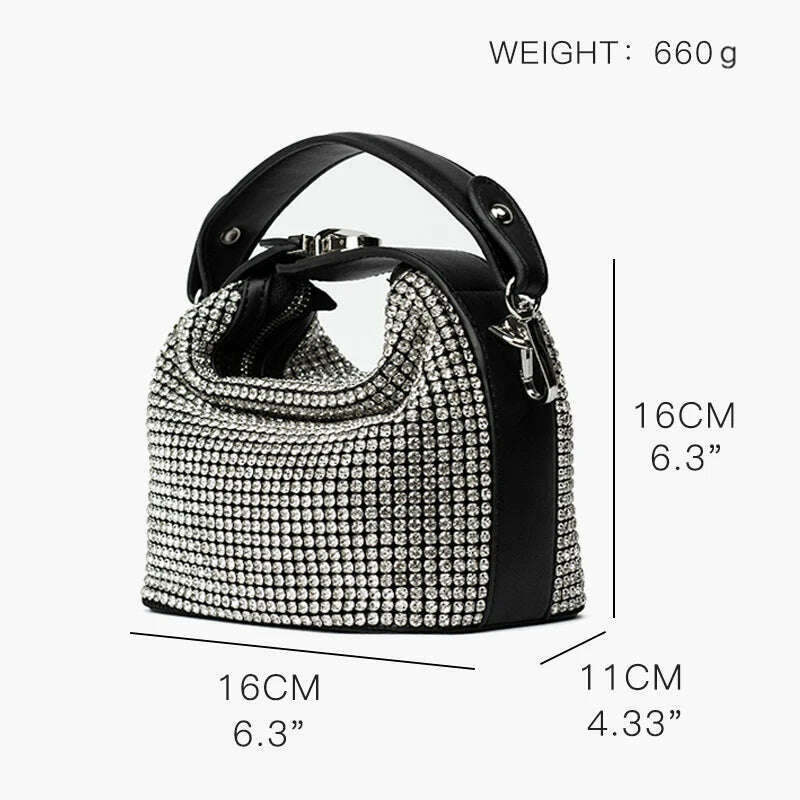KIMLUD, MABULA 2022 Fashion Bling Rhinestone Handbags For Women High Quality Crystal Small Totes Lady Mech Evening Clutch Shoulder Bags, KIMLUD Women's Clothes