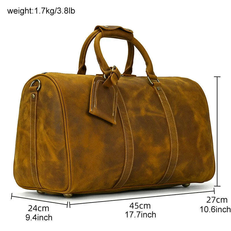 KIMLUD, MAHEU Men Genuine Leather Travel Bag Travel Tote Big Weekend Bag Man Cowskin Duffle Bag Hand Luggage Male Handbags Large 60cm, Light Brown(45cm) / China, KIMLUD Womens Clothes