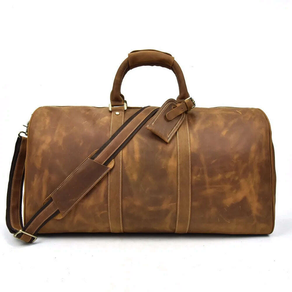 KIMLUD, MAHEU Men Genuine Leather Travel Bag Travel Tote Big Weekend Bag Man Cowskin Duffle Bag Hand Luggage Male Handbags Large 60cm, Light Brown (60cm) / China, KIMLUD Womens Clothes